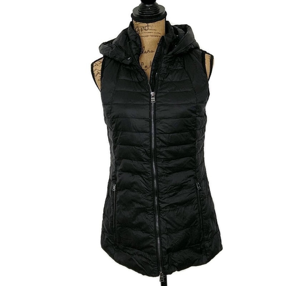 Calvin Klein Performance Puffer Vest Women S Black Hooded Down Fill Quilted